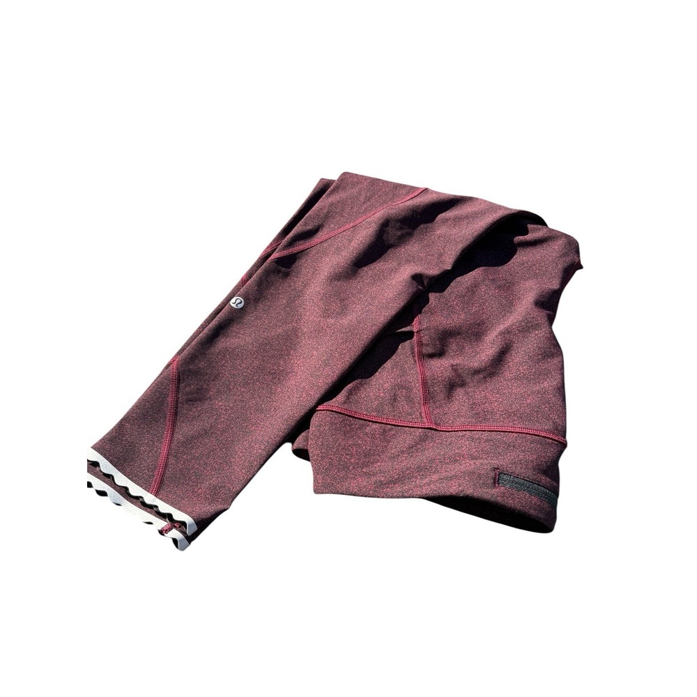 lululemon Leggings Womens 12 Burgundy Scalloped Hem 23in Inseam Pockets